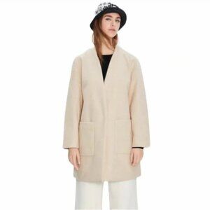 Zara Oversized Collarless Patch Pocket Coat